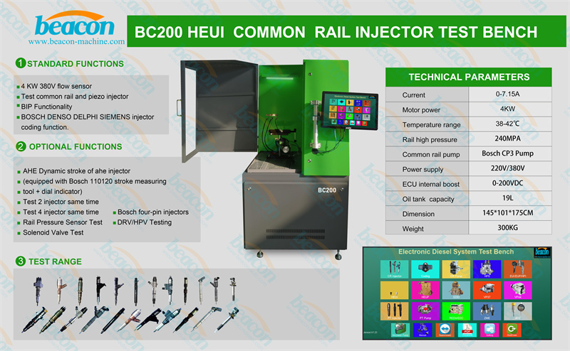 BC200 Test Bench, Common Rail Injector Tester, Diesel Injector Diagnostic Tool BC200 Test Bench, Common Rail Injector Tester, Diesel Injector Diagnostic Tool